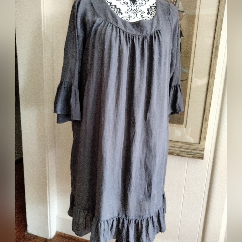 Match Point gray linen tunic dress
